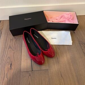 Repetto Camille Gomme Heels in Flame Red (Brand New)